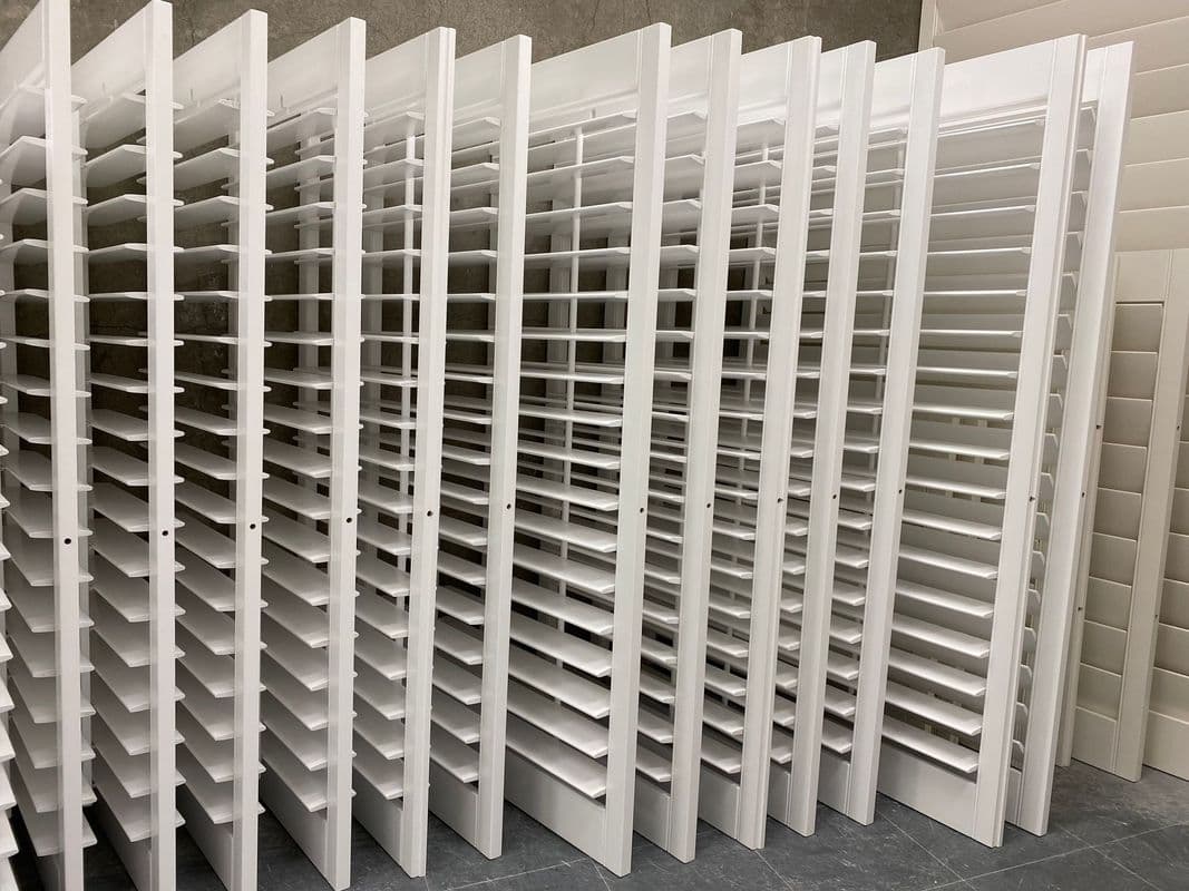 Wood plantation shutter panels ready for on-site repair