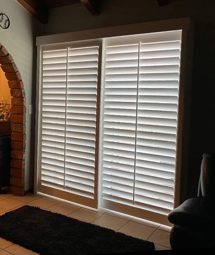 Close-up of a plantation shutter louver pin and staple. Real AAA Shutter Repair job photo.